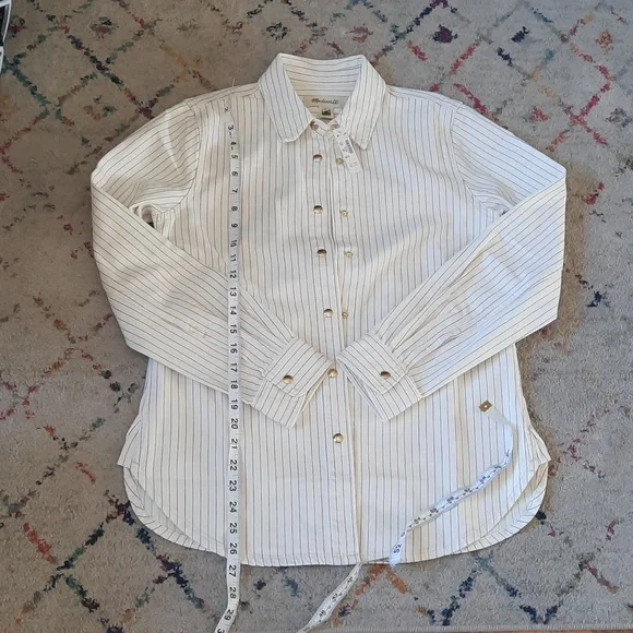 Madewell Denim Classic Button-up Shirt In Pinstripe Small - Picture 3 of 6
